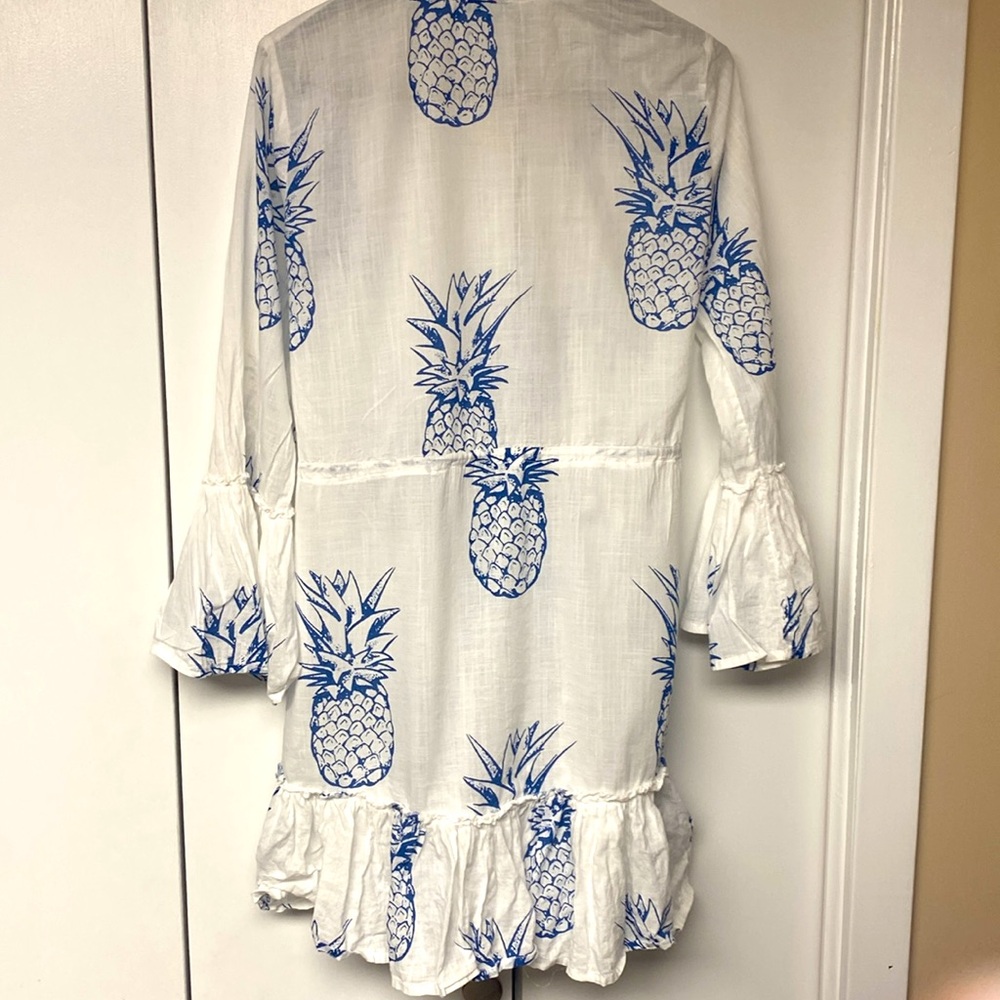 Blue Island White and Blue Pineapple Swim Coverup - Picture 4 of 5